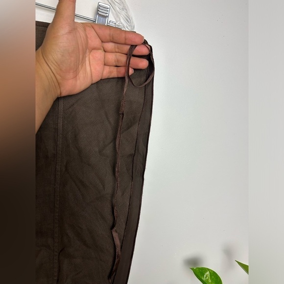 Philippe Adec Paris 100%linen Portugal made Sz 8 Pleated Ruffle Slit Maxi Skirt - Picture 7 of 13